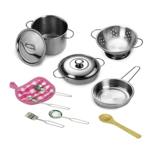 12pcs Girls Kids Mini Pretend Play Tools Stainless Steel Children Kitchen Cookware Pots Pans Food Toys Set Cooking Role Play