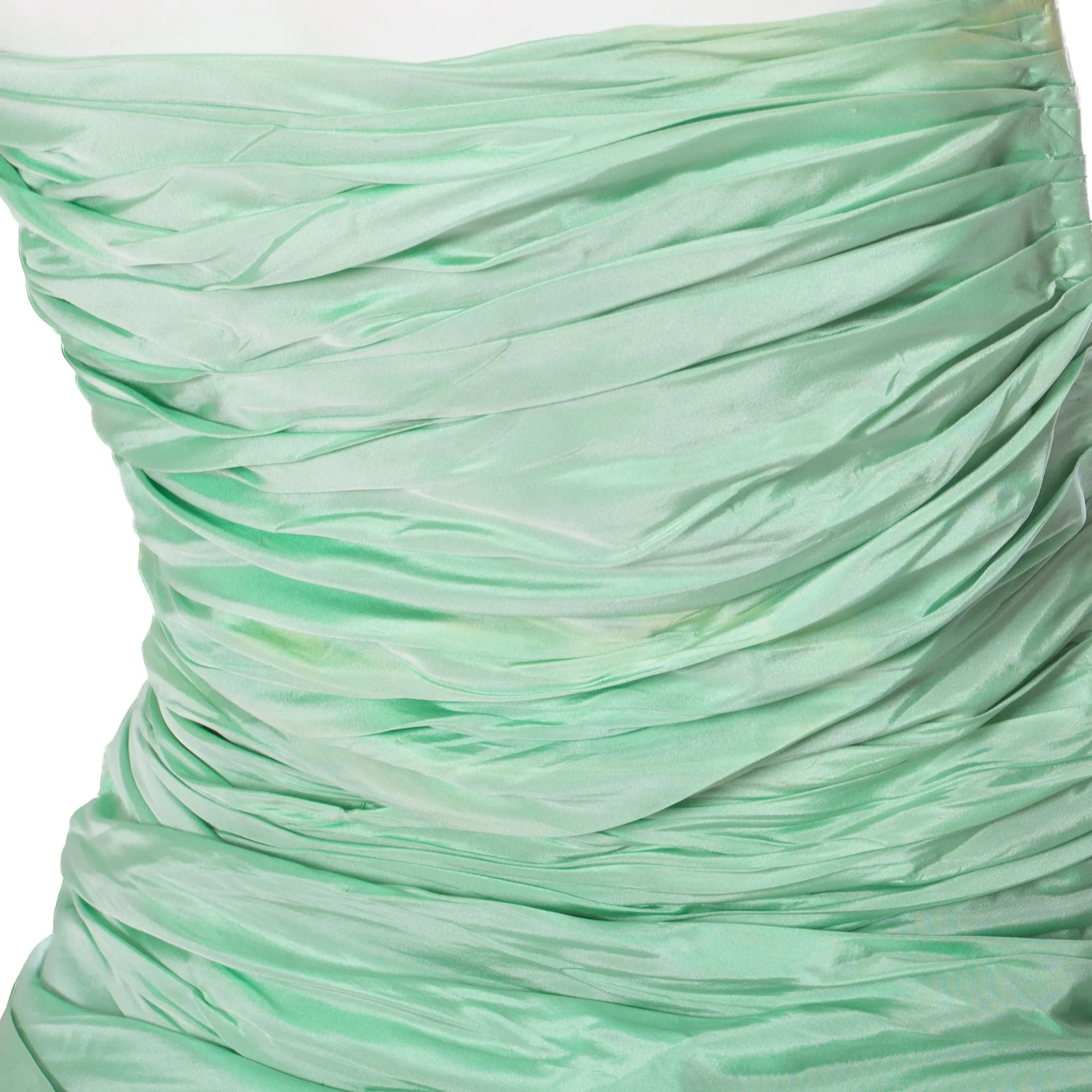 1980s Seafoam Green Taffeta Cocktail Dress