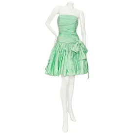 1980s Seafoam Green Taffeta Cocktail Dress