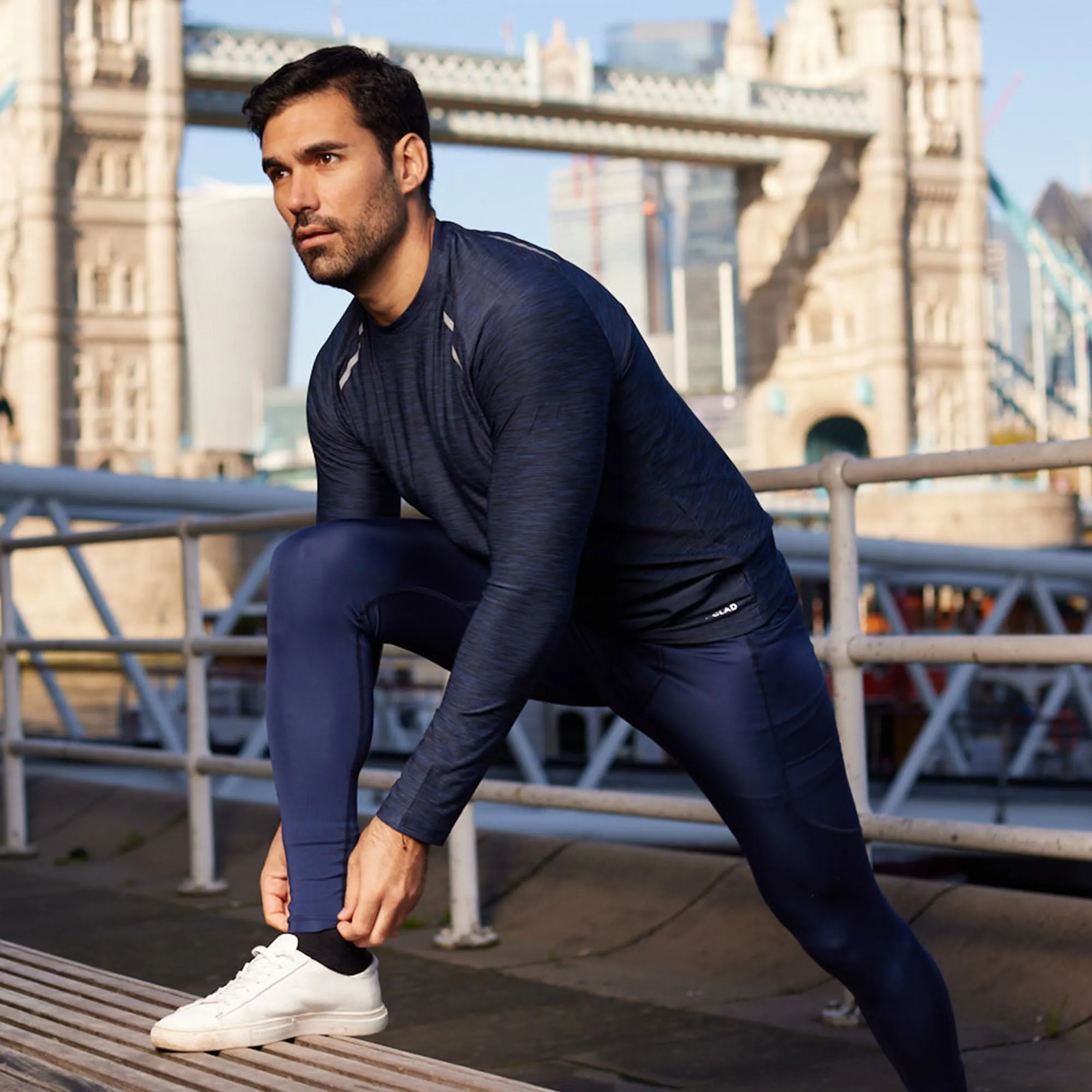 Men's Navy Blue Thermal Base Layer Compression Leggings