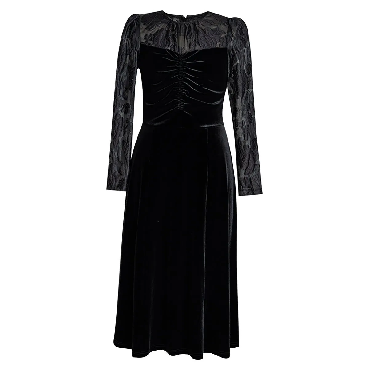 Velvet Evening Black Midi Dress