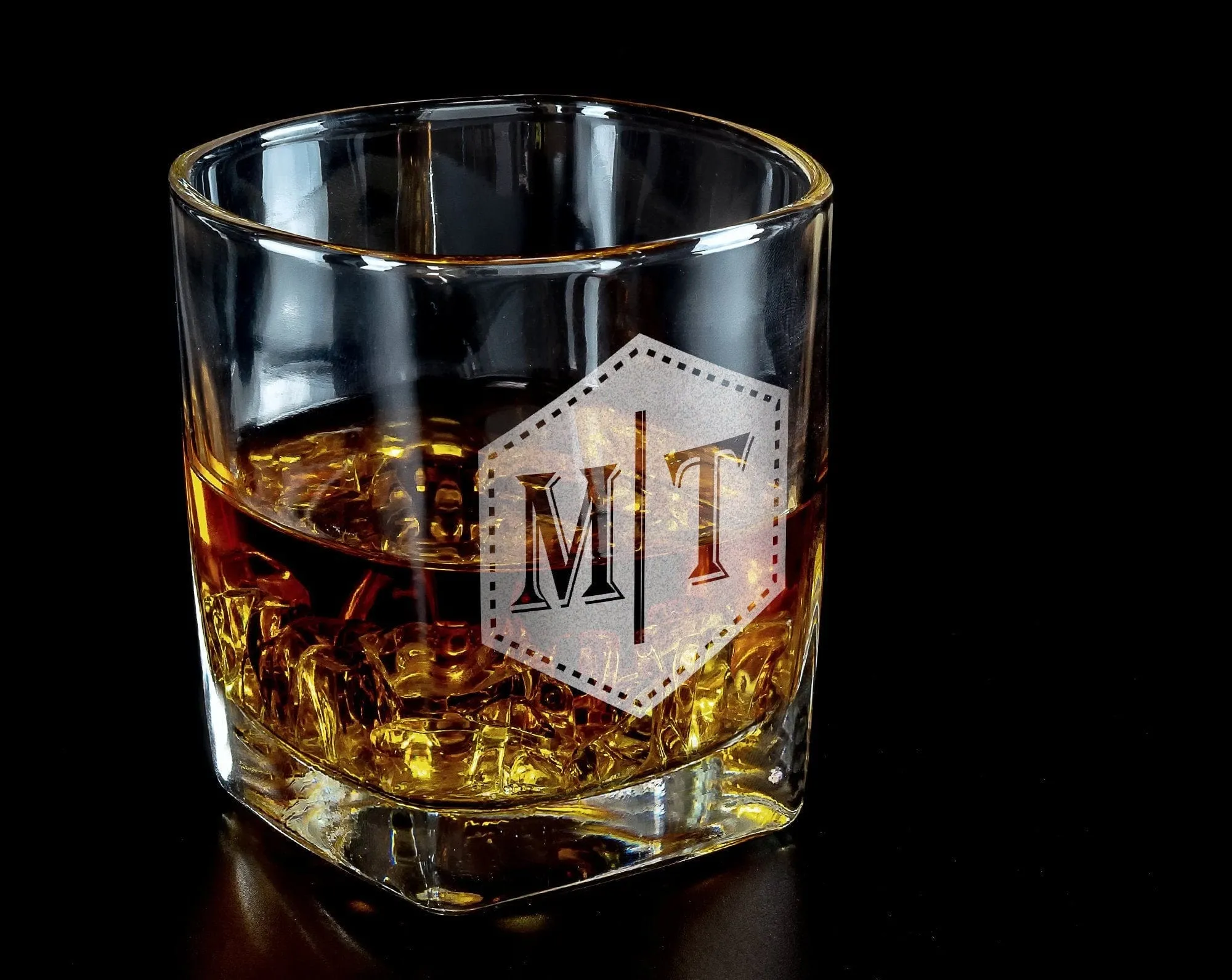 Whiskey Glasses Set of 1-4 Custom Bourbon Glasses Letter Monogram Set Personalized Whiskey Gift Set for Dad Monogrammed Scotch Glass Gifts